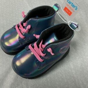 Carter's Blue and Pink Ankle Boots with Iridescent Finish